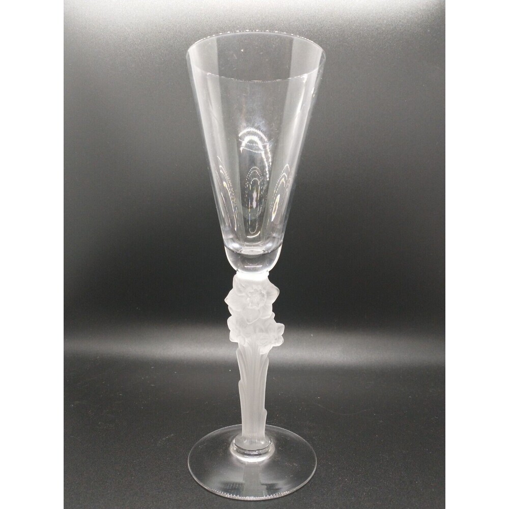 Schmid Daffodil Rare Champagne Flute Wine Glass Frosted Stem Crystal France 81/4